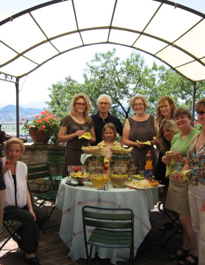 Elizabeth with a group in Italy